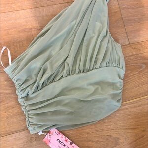SHEIN Light Green Gathered Top